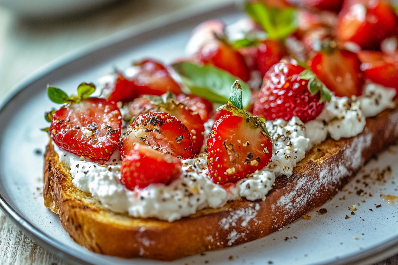 Roasted Strawberry Whipped Ricotta Toas