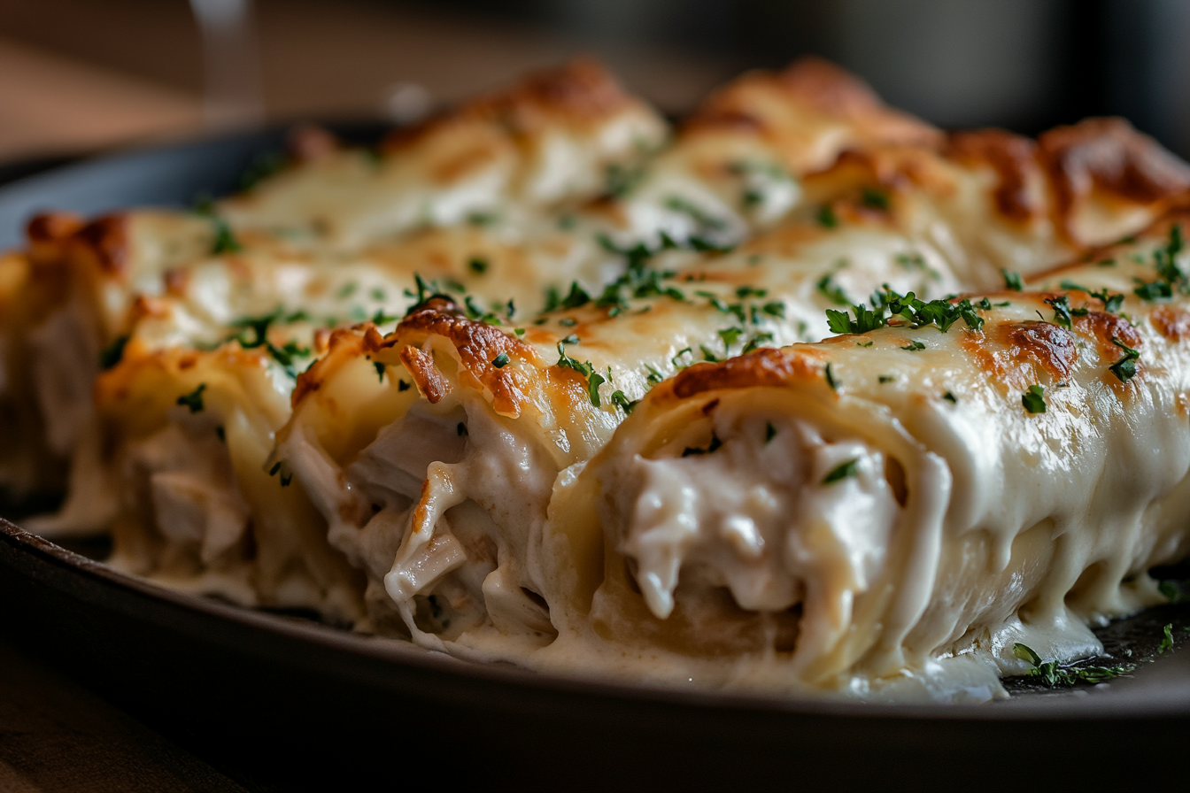 Chicken Alfredo Lasagna Rolls Recipe
