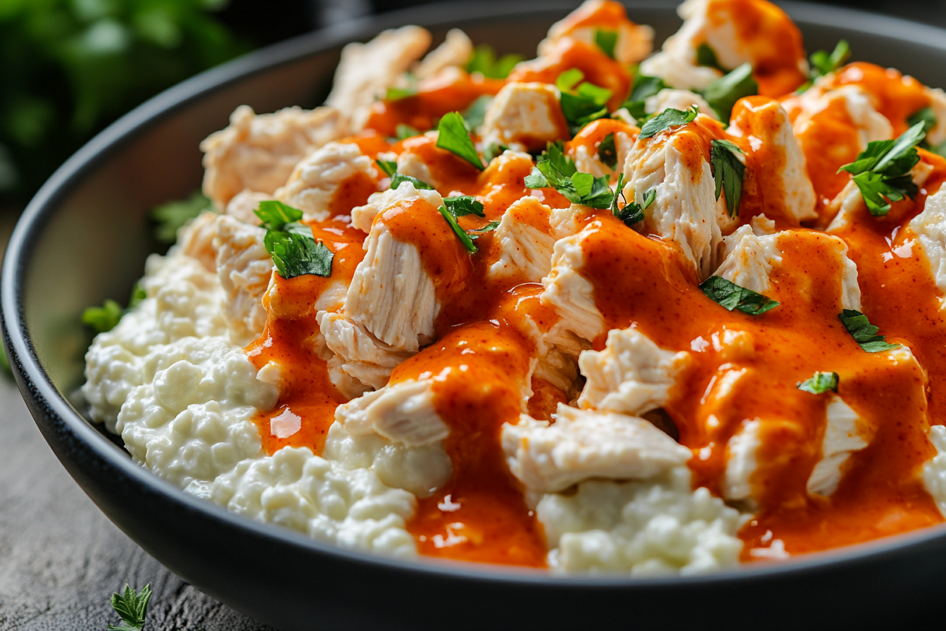Buffalo Chicken Cottage Cheese Bowl