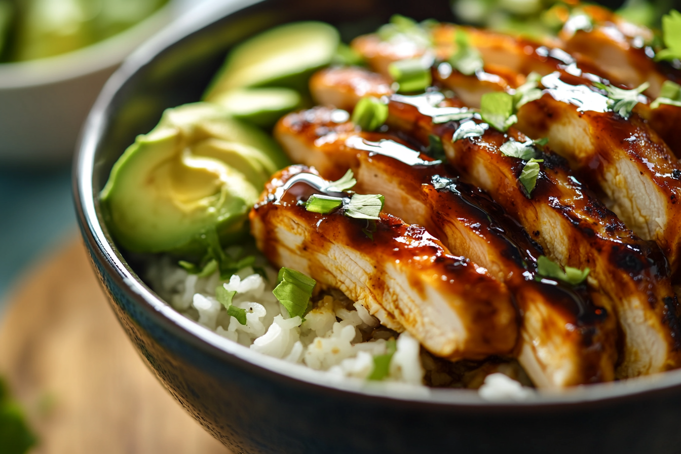 Spicy Honey-Ginger Chicken Bowls with Yum Yum Sauce