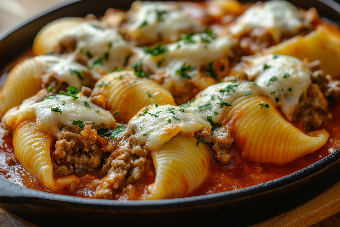 Beef-Stuffed Shells with Creamy Ricotta Filling