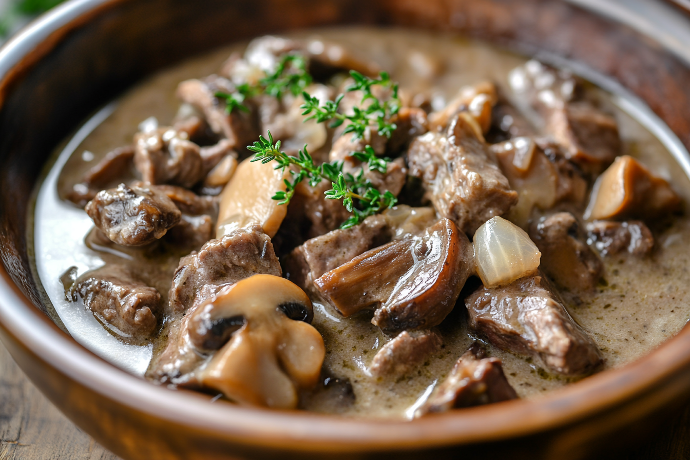 Creamy Crockpot Beef Tips & Mushrooms