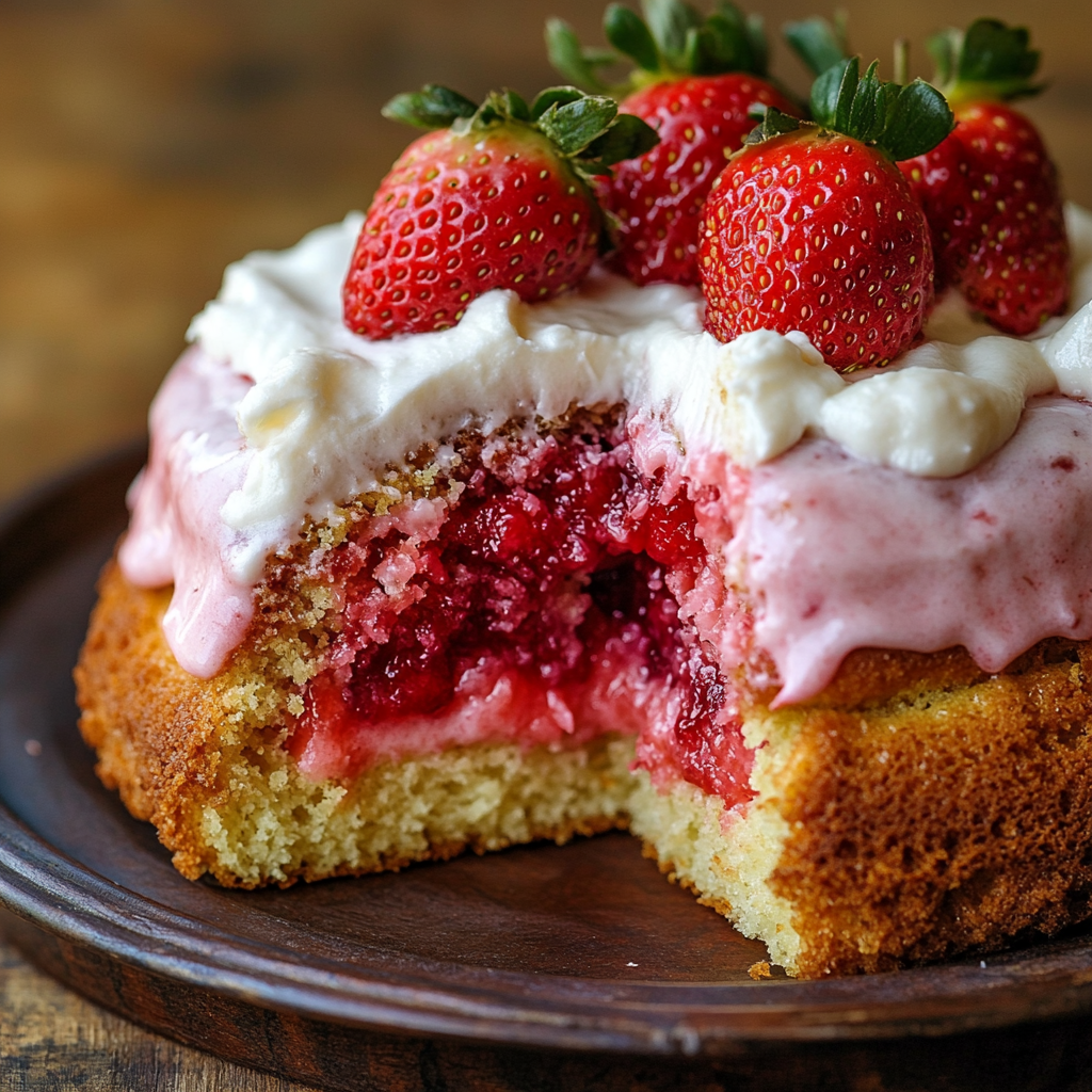 Strawberry Honeybun Cake with Strawberry Cream Icing 4 Strawberry Honeybun Cake with Strawberry Cream Icing
