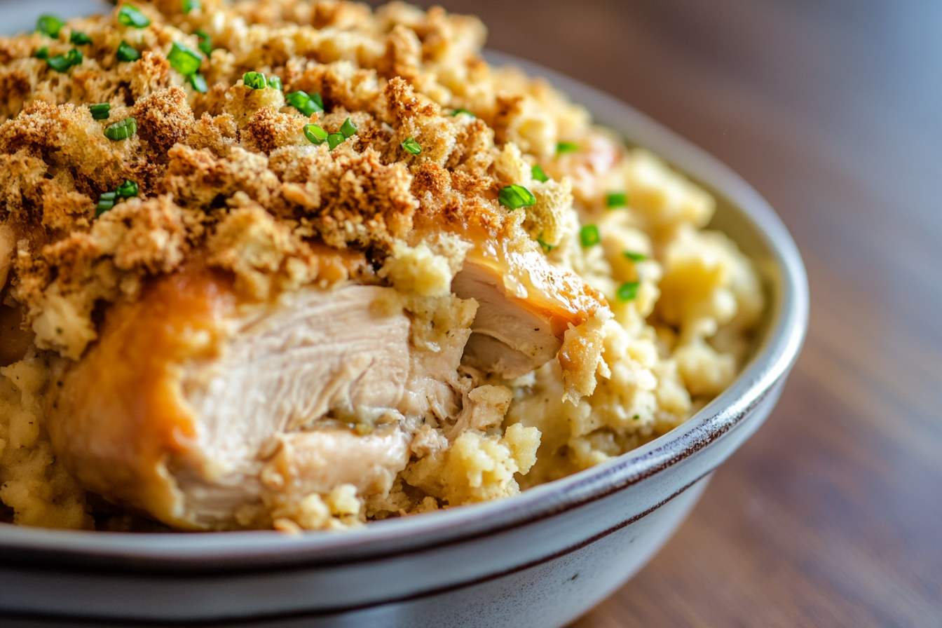 4-Ingredient Slow Cooker Chicken with Stuffing