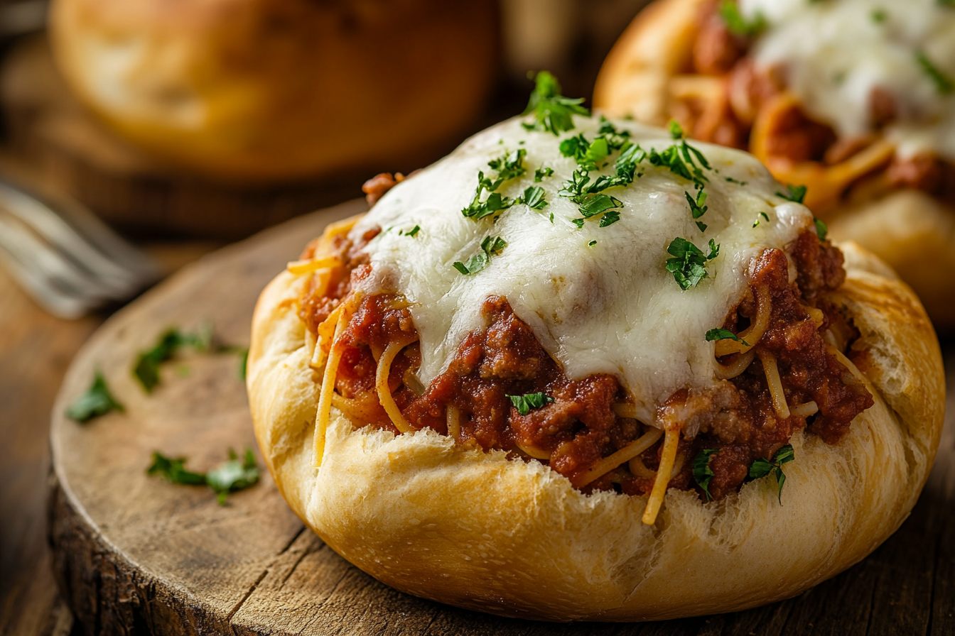 Personal Spaghetti Bread Bowls