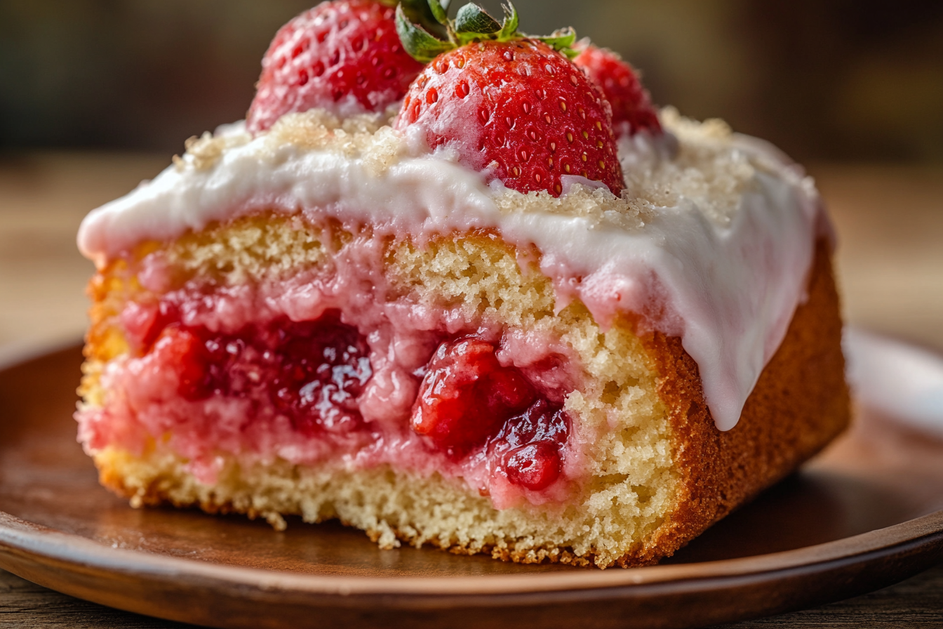 Strawberry Honeybun Cake with Strawberry Cream Icing