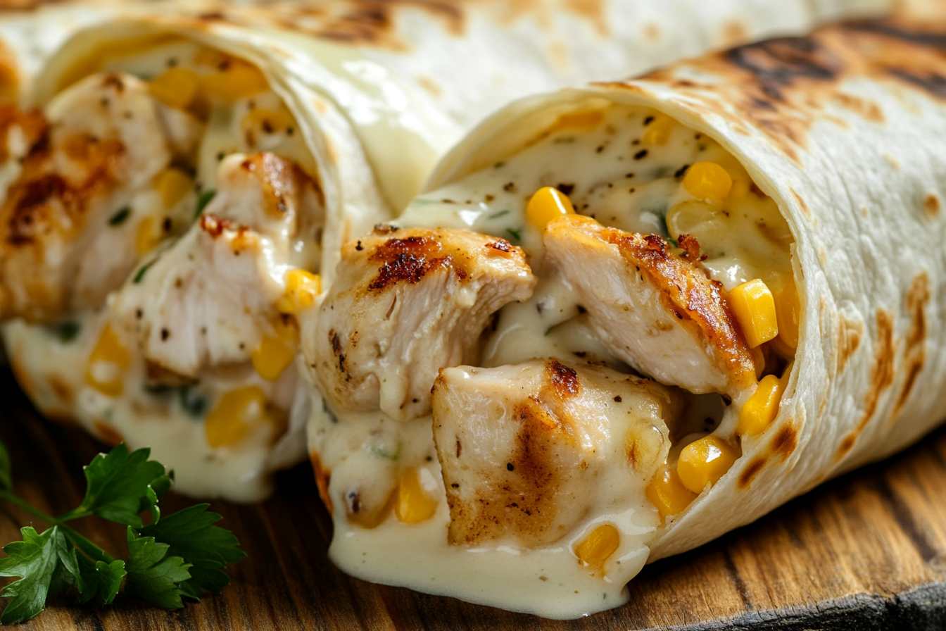 Cheesy Garlic Chicken Wraps
