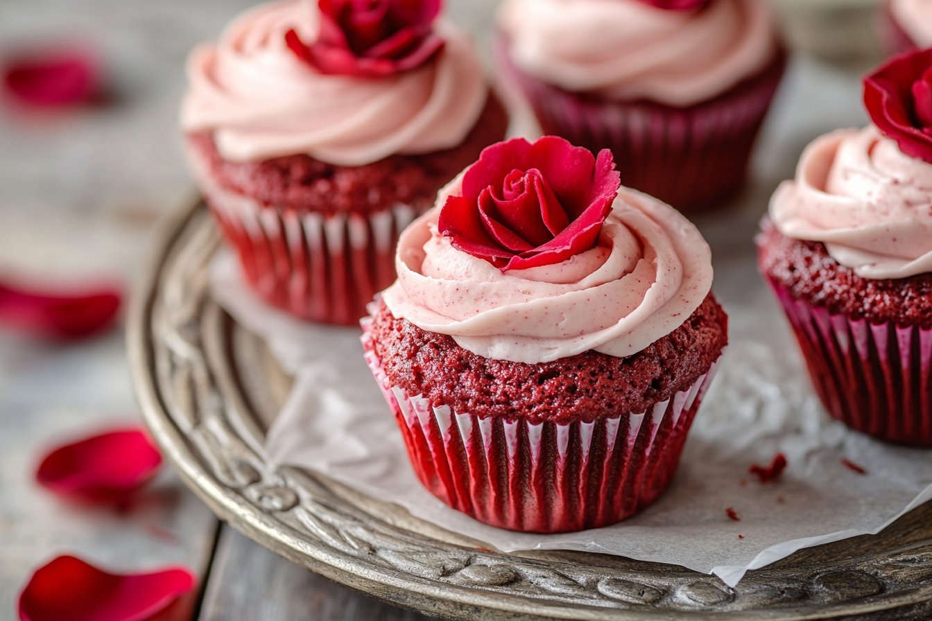 Rose Red Velvet Cupcakes