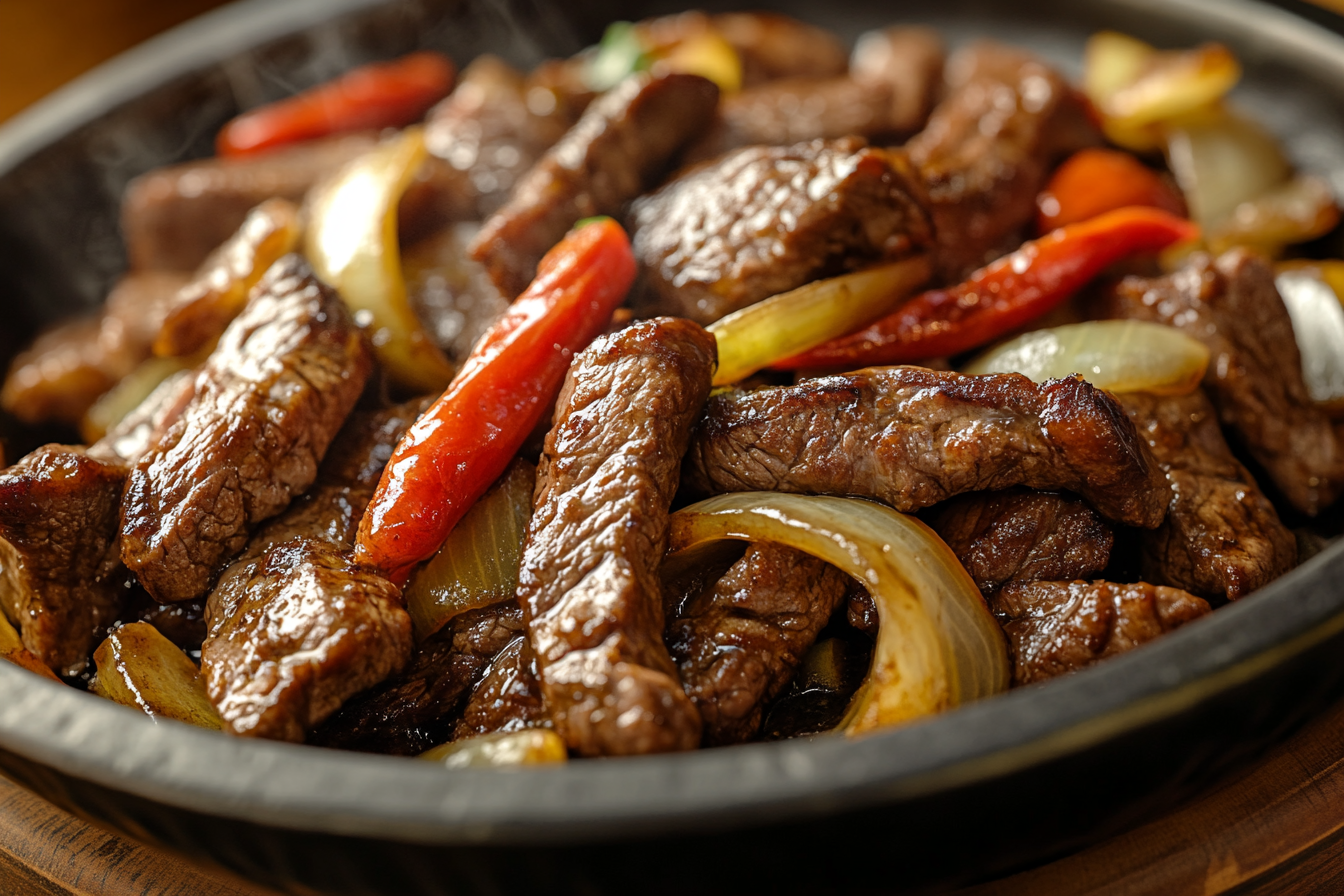 Sizzling Chinese Pepper Steak with Onions