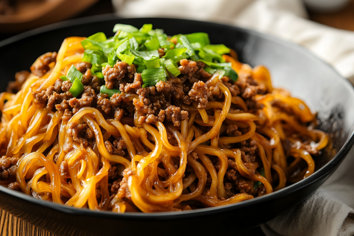 Mongolian Ground Beef Noodles
