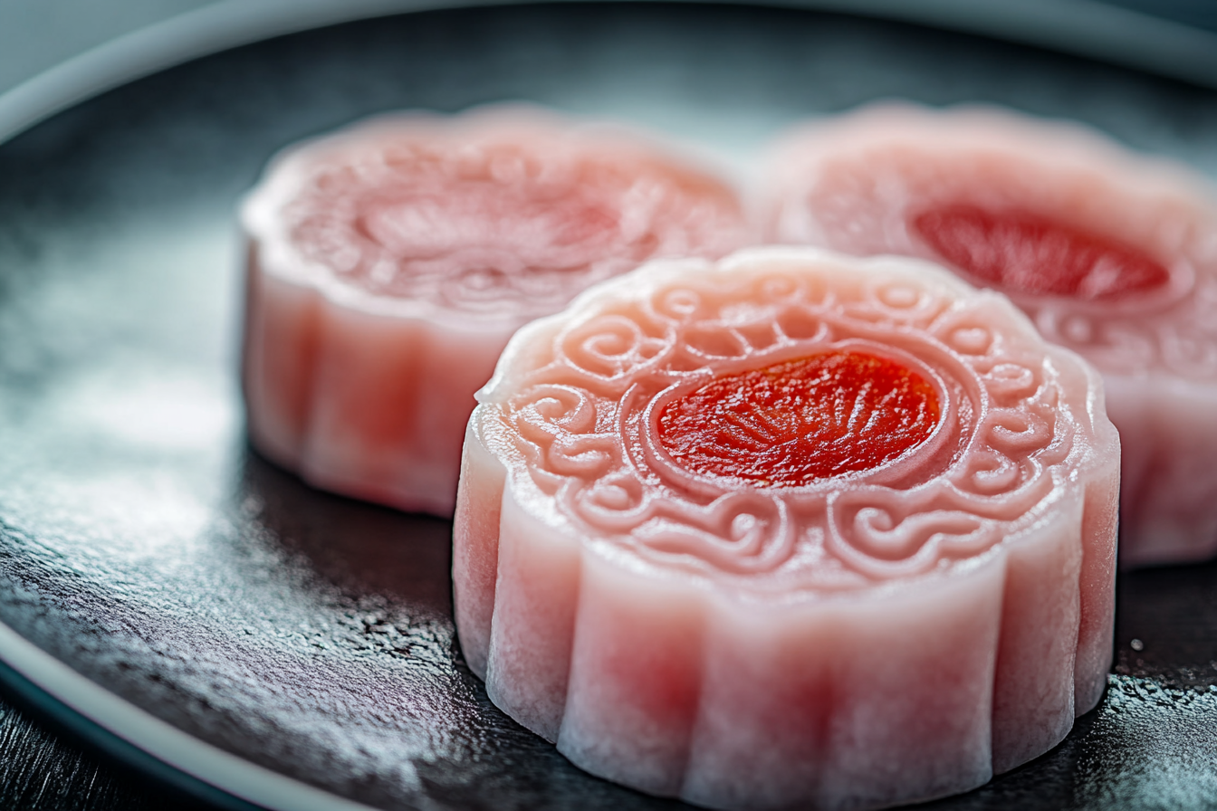 Strawberry Snow Skin Mooncakes