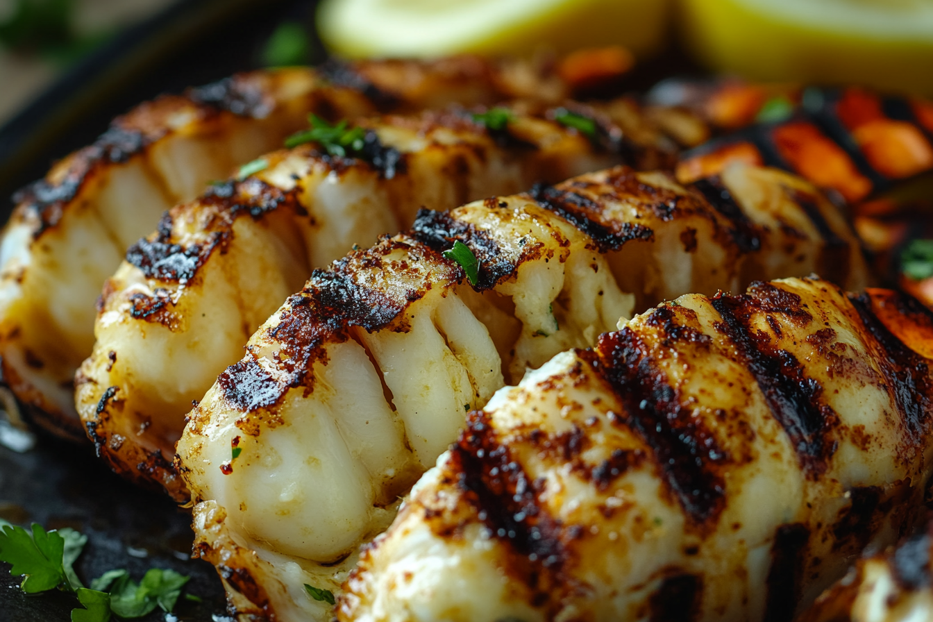 Grilled Lobster Tails with Garlic Lemon Butter Sauce