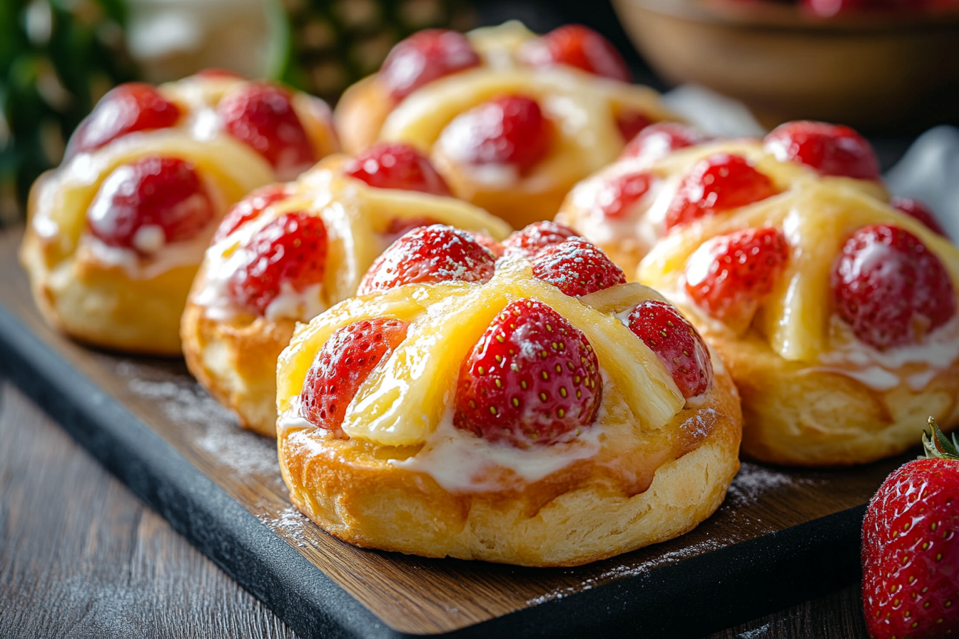 Strawberry and Cream Cheese Pineapple Buns