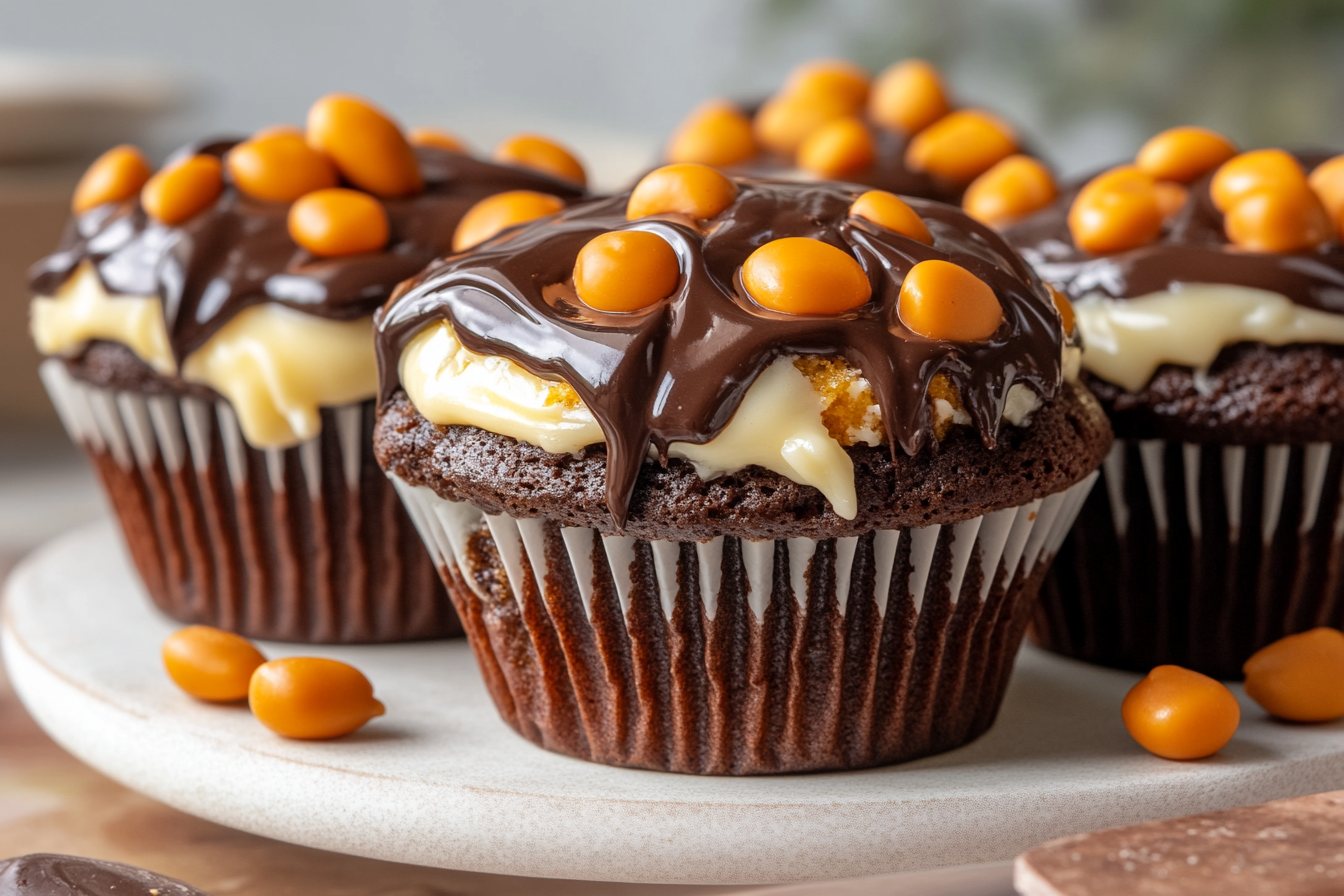 Gooey Chocolate Peanut Butter Cupcakes