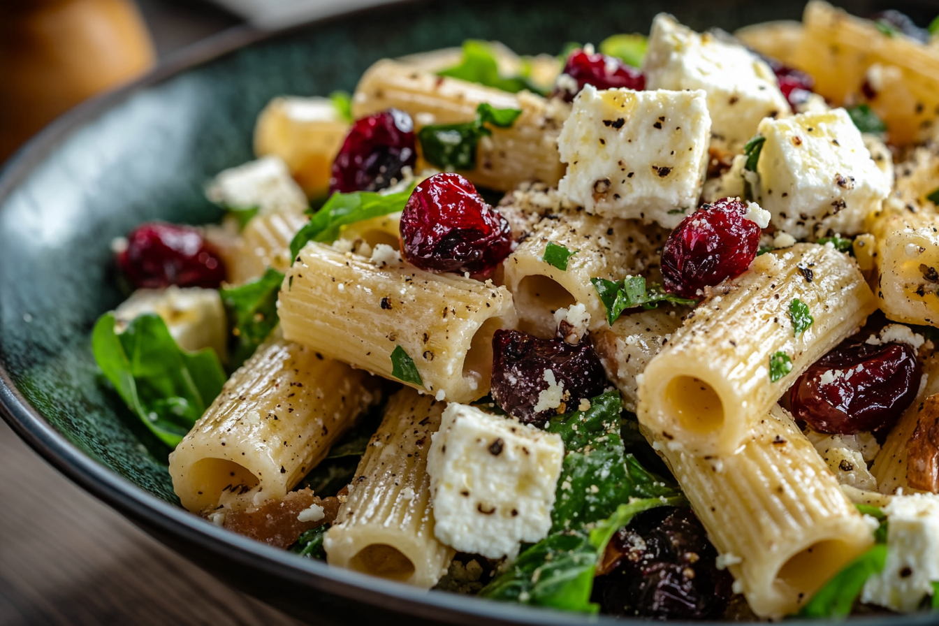 Feta & Cranberry Rigatoni Salad with Lemon Vinaigrette