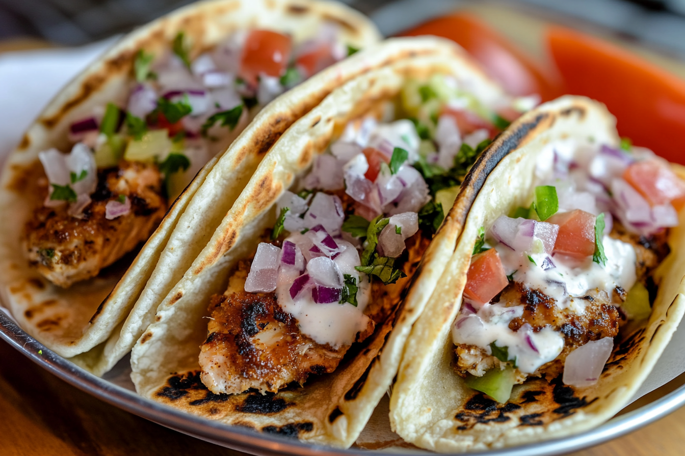 Smashed Chicken Gyro Tacos