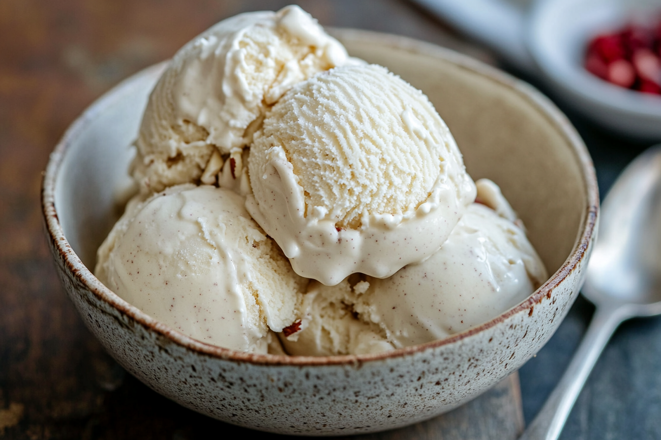 Roasted Almond & White Chocolate No-Churn Ice Cream