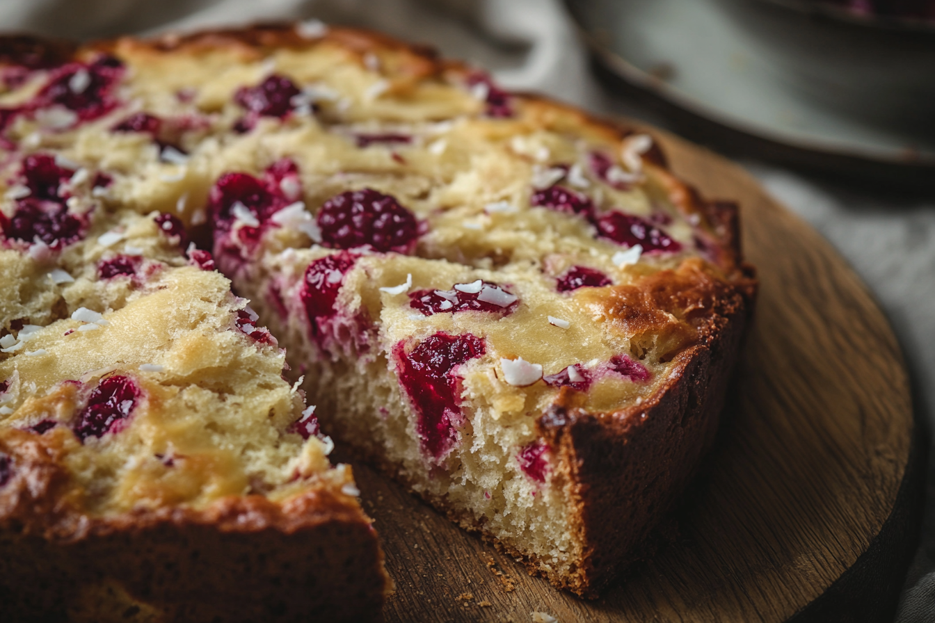 Pear, Raspberry & Coconut Bread
