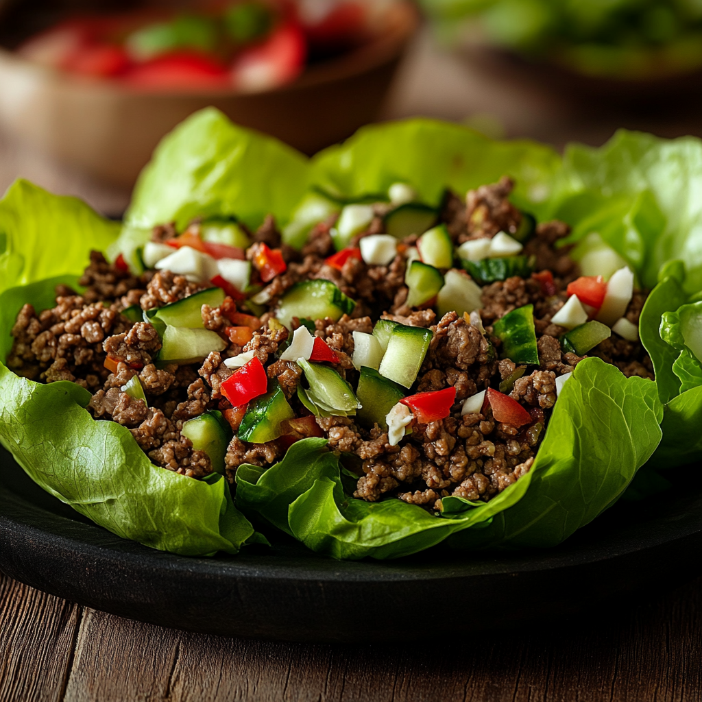 Asian Ground Beef Lettuce Wraps