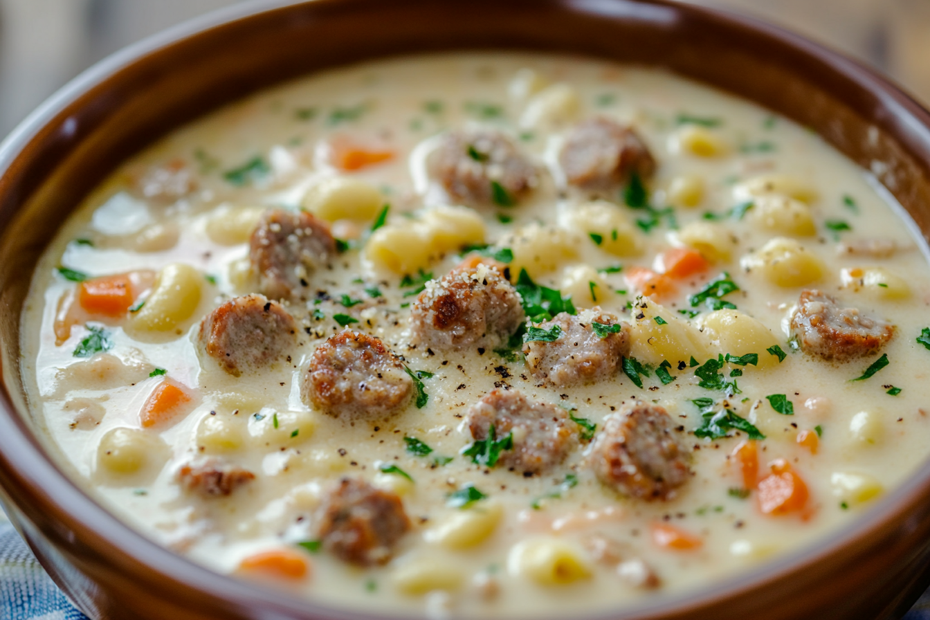 Creamy Parmesan Italian Sausage Ditalini Soup