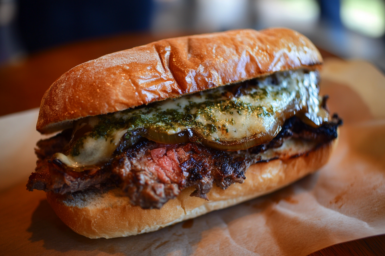 Caramelized Onion & Cheese Steak Sandwich