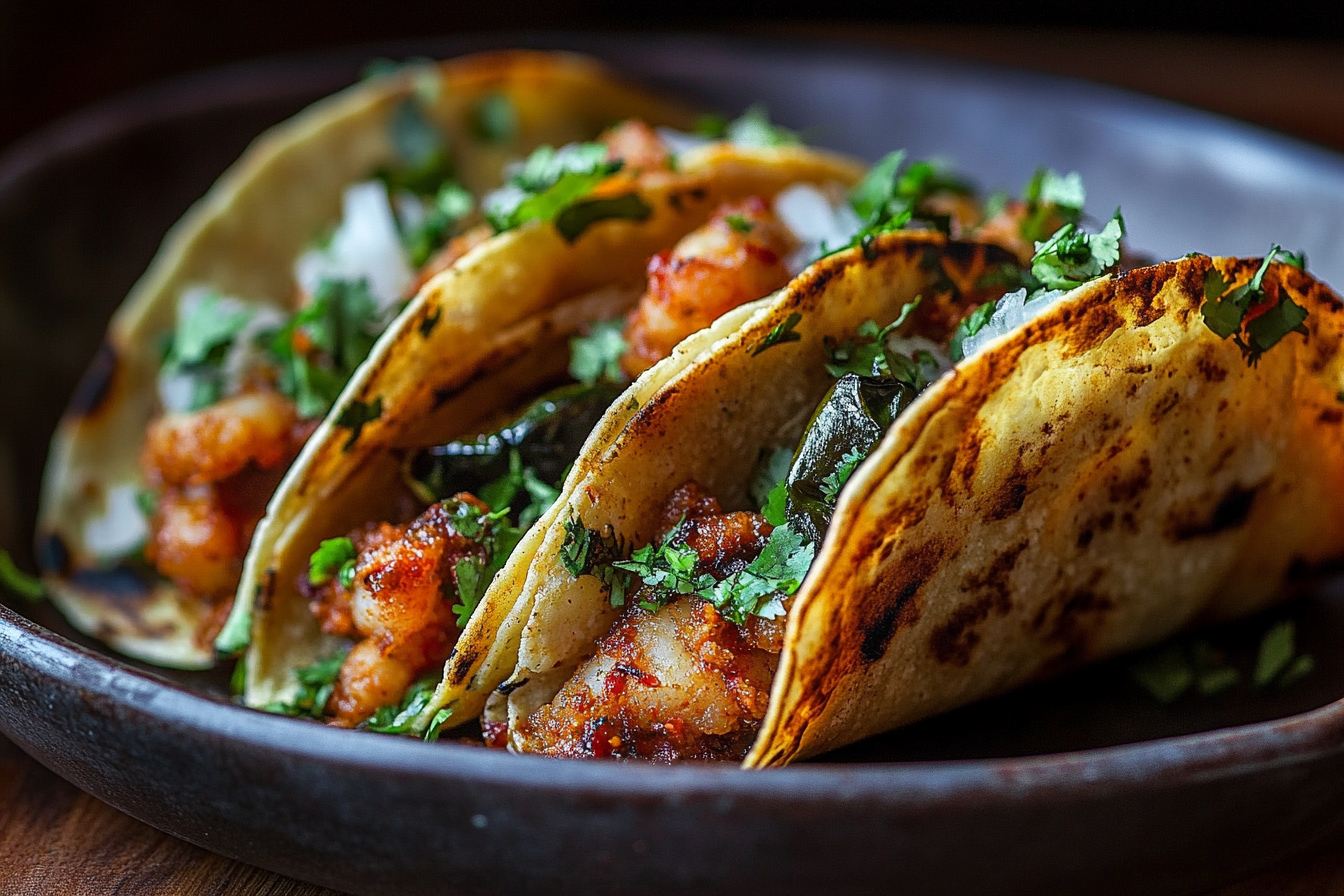 Crispy Shrimp & Poblano Tacos