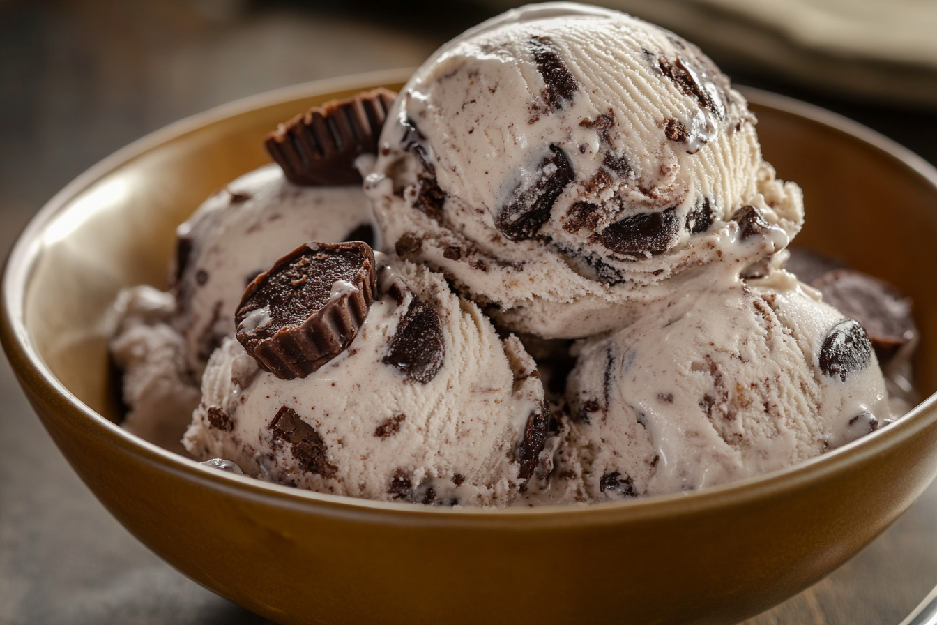 Moose Tracks Ice Cream with Peanut Butter Cups & Fudge