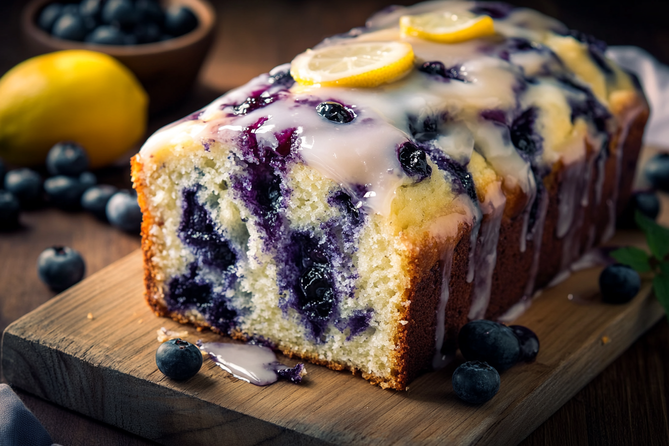 Blueberry Vanilla Bread with Lemon Glaze