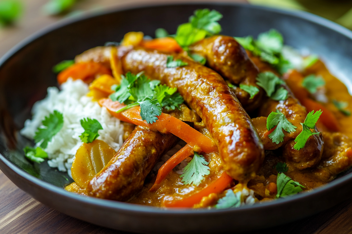 Healthier Curried Sausages