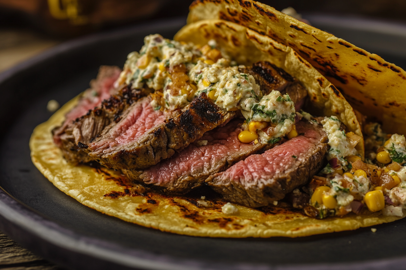 Grilled Steak Elote Tacos