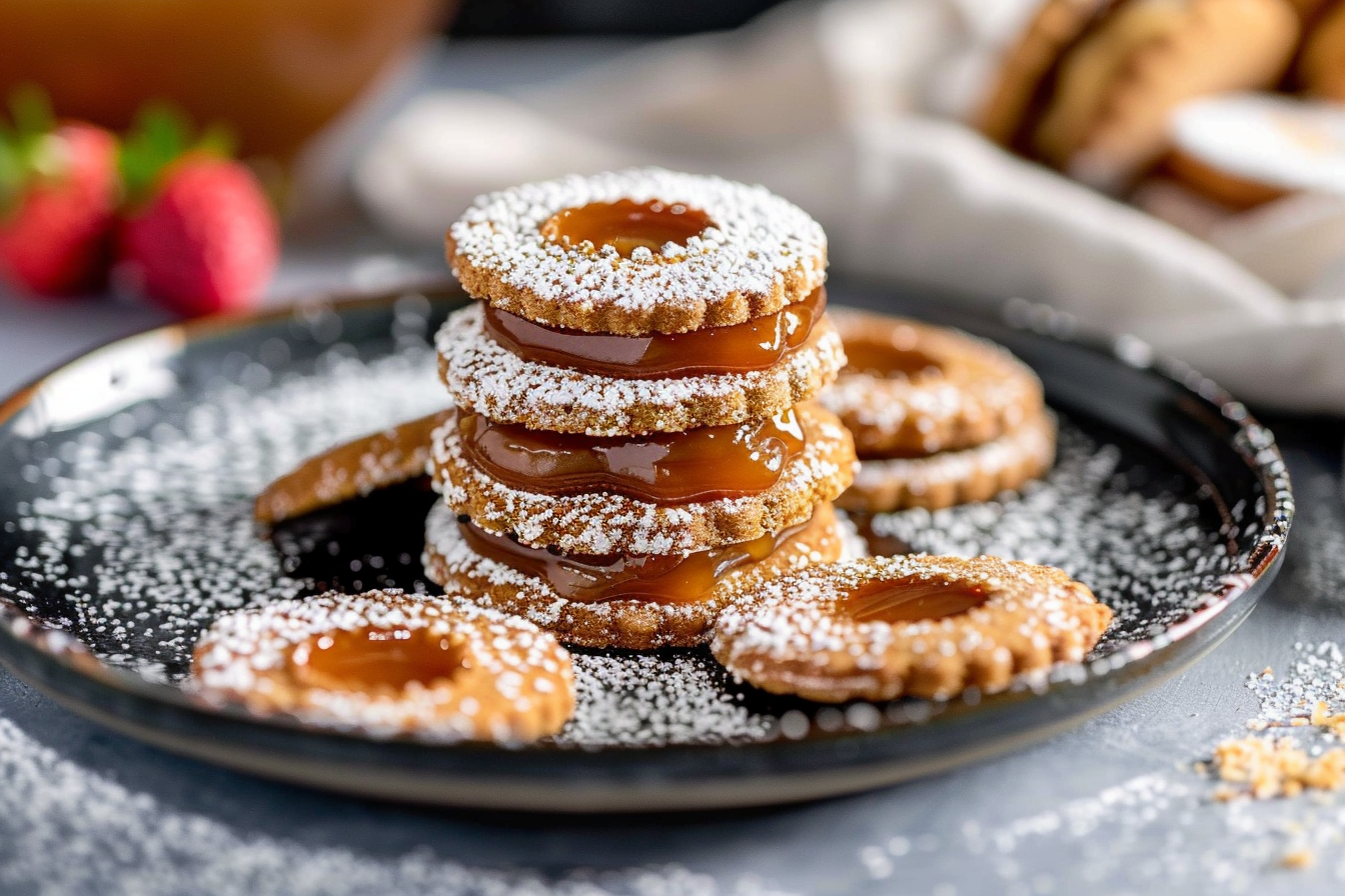 Dulce de Leche Linzer Cookies