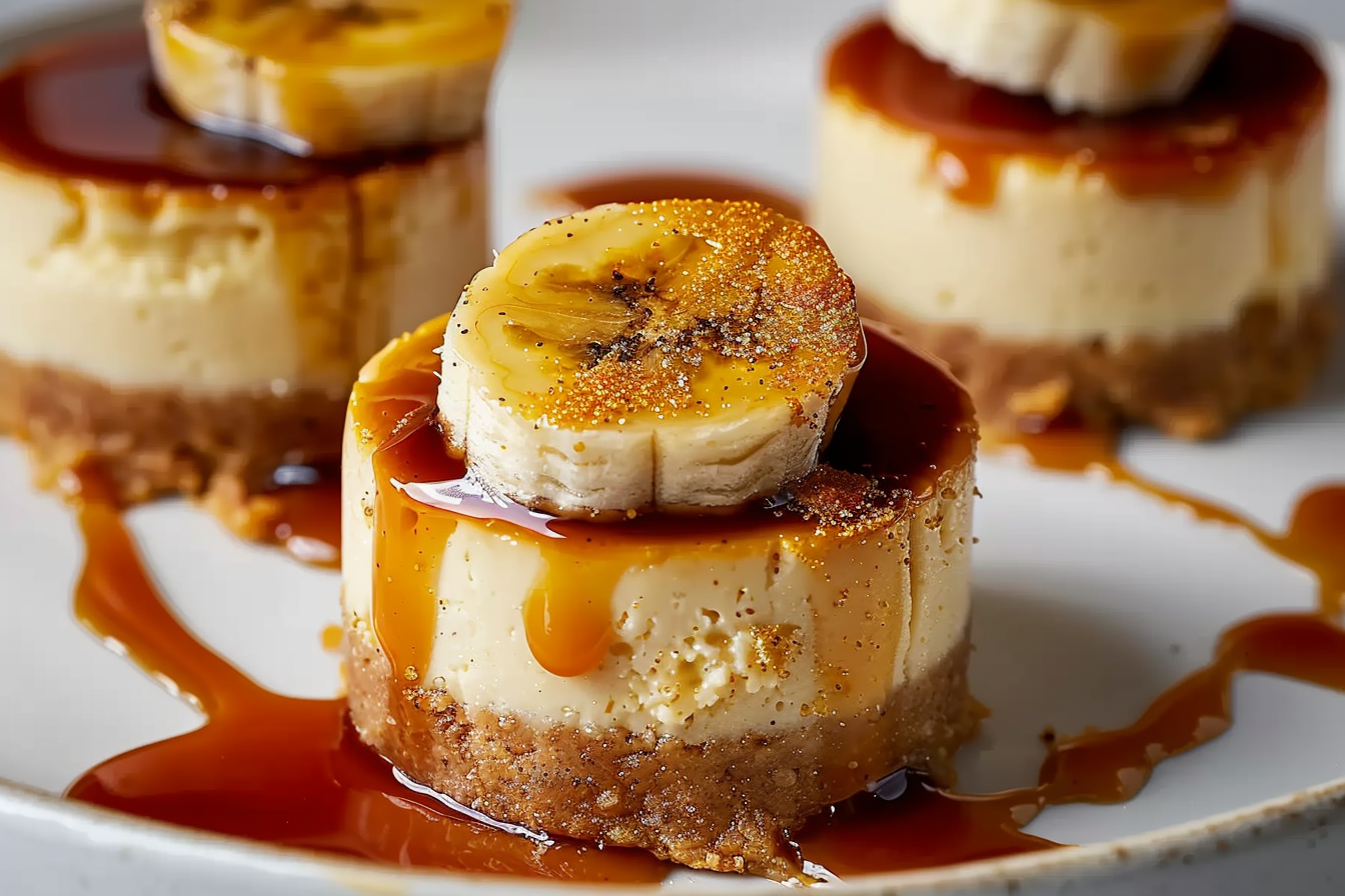 Mini Bananas Foster Cheesecakes