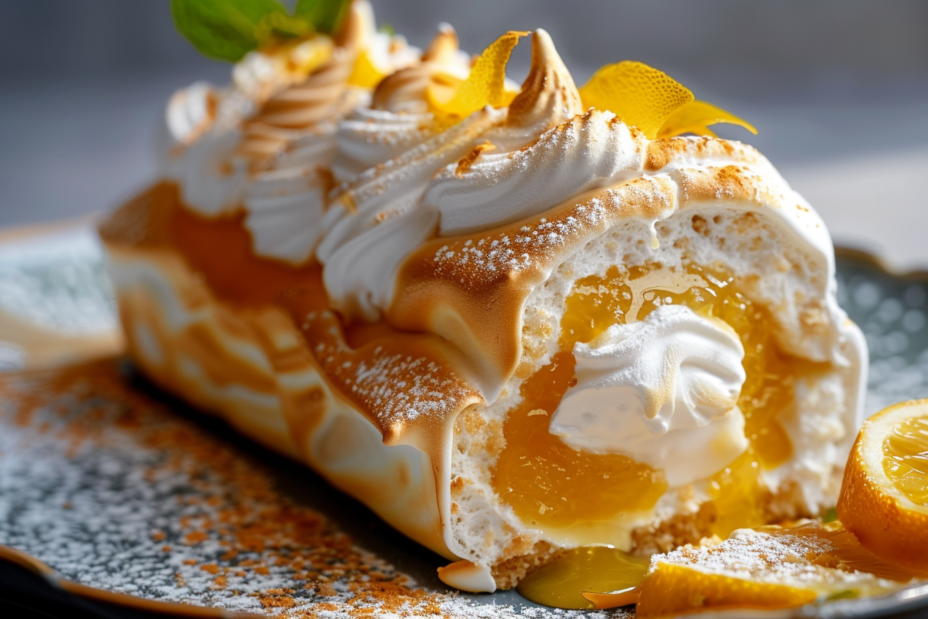 Lemon Curd Meringue Roulade