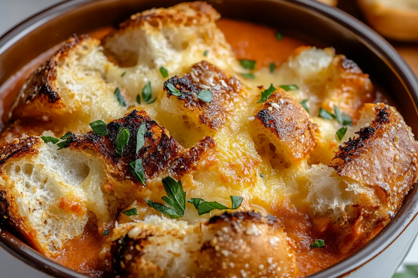 Chipotle Tomato Soup with Smoked Cheddar Pull Apart Bread