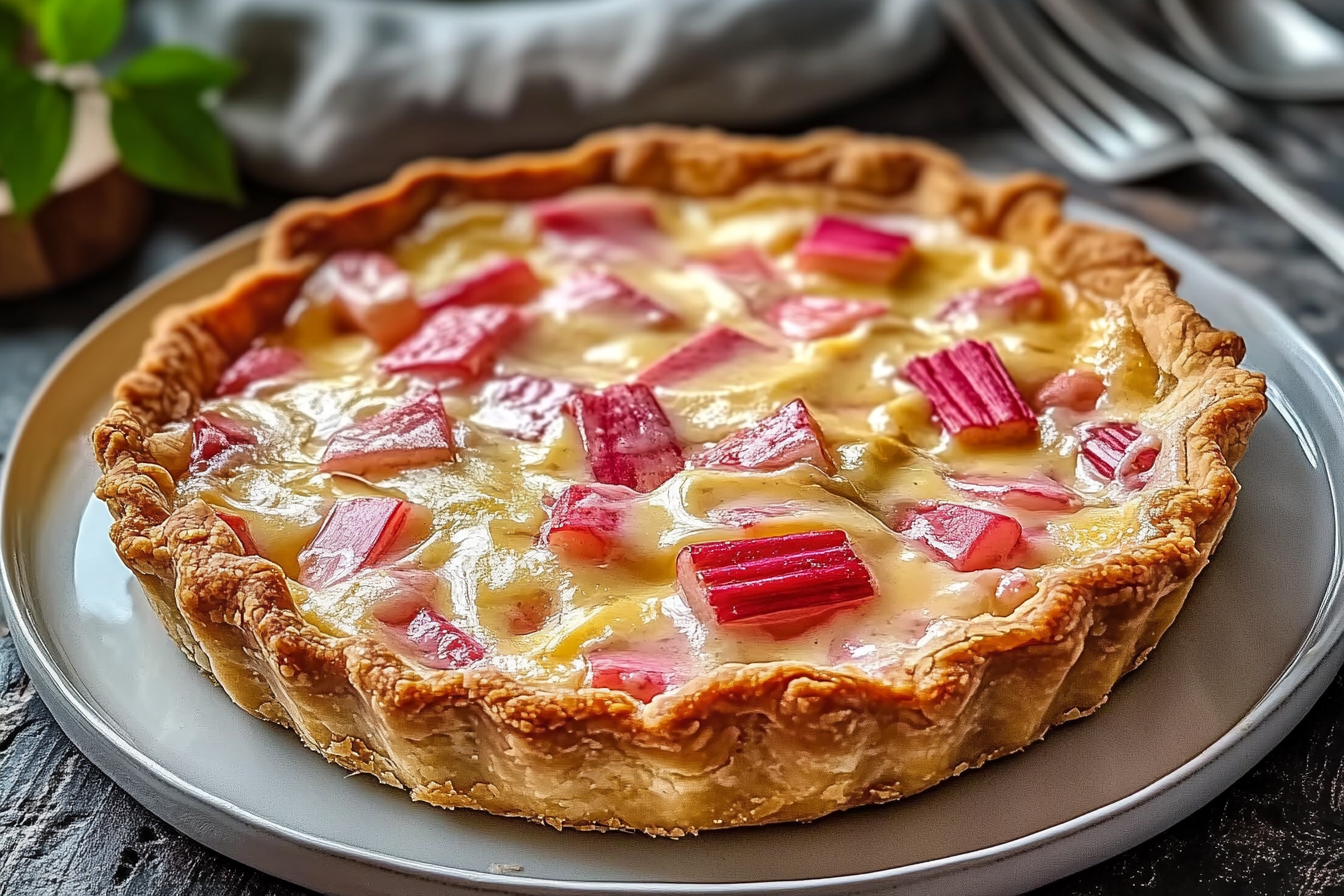 Crustless Rhubarb Custard Pie