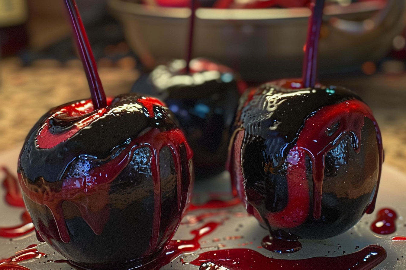 Black Poison Swirl Candy Apples