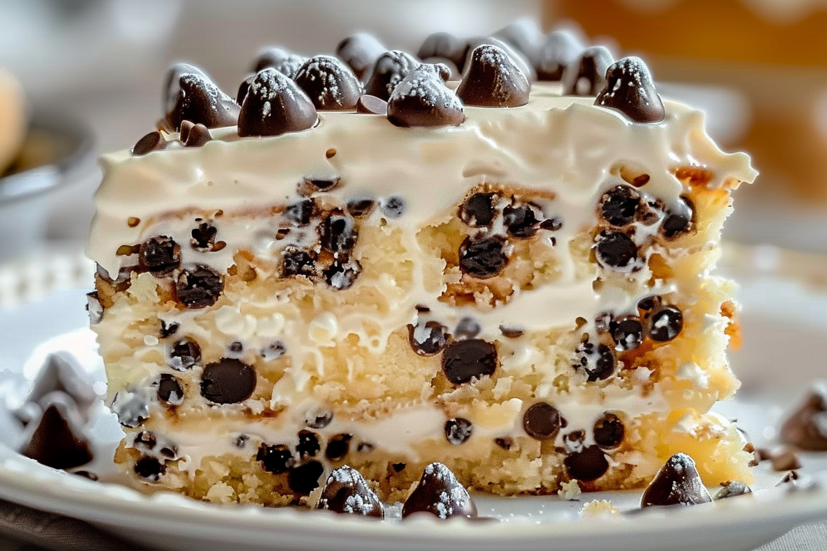 Creamy Cannoli Cake with Chocolate Chips
