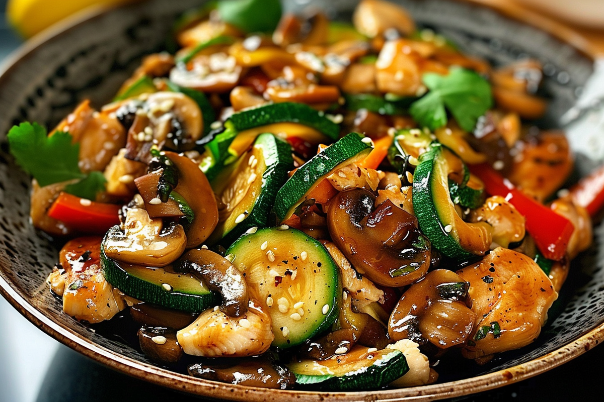Easy Zucchini Mushroom Chicken Stir Fry