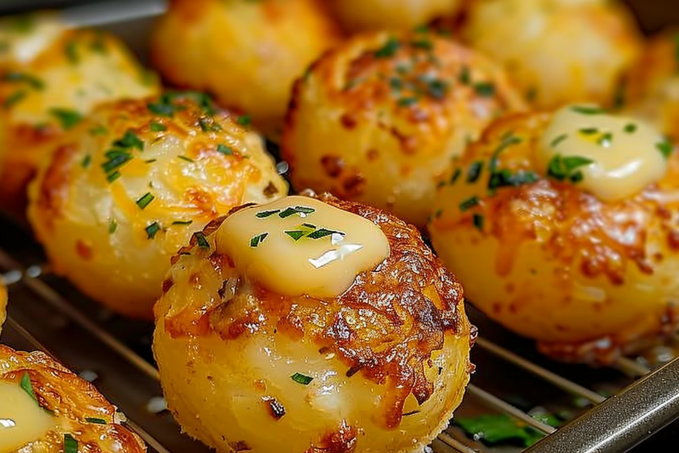 Crispy Potato And Cheese Bombs With Garlic Butter