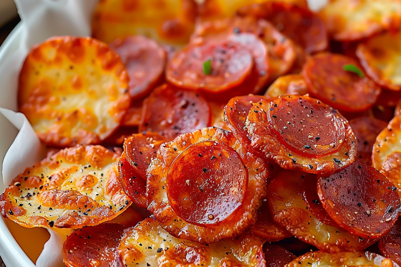 Low-Carb Pepperoni Pizza Crisps