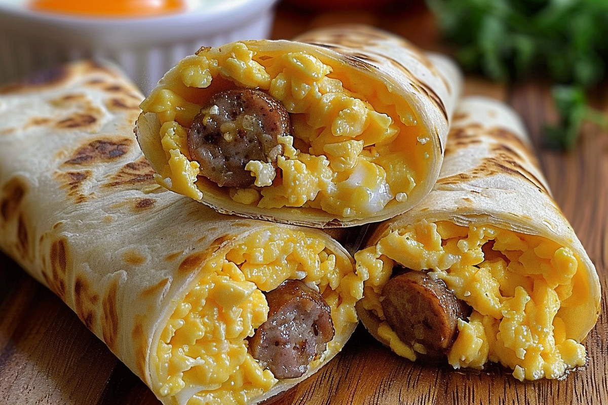 Cheesy Sausage and Egg Wraps