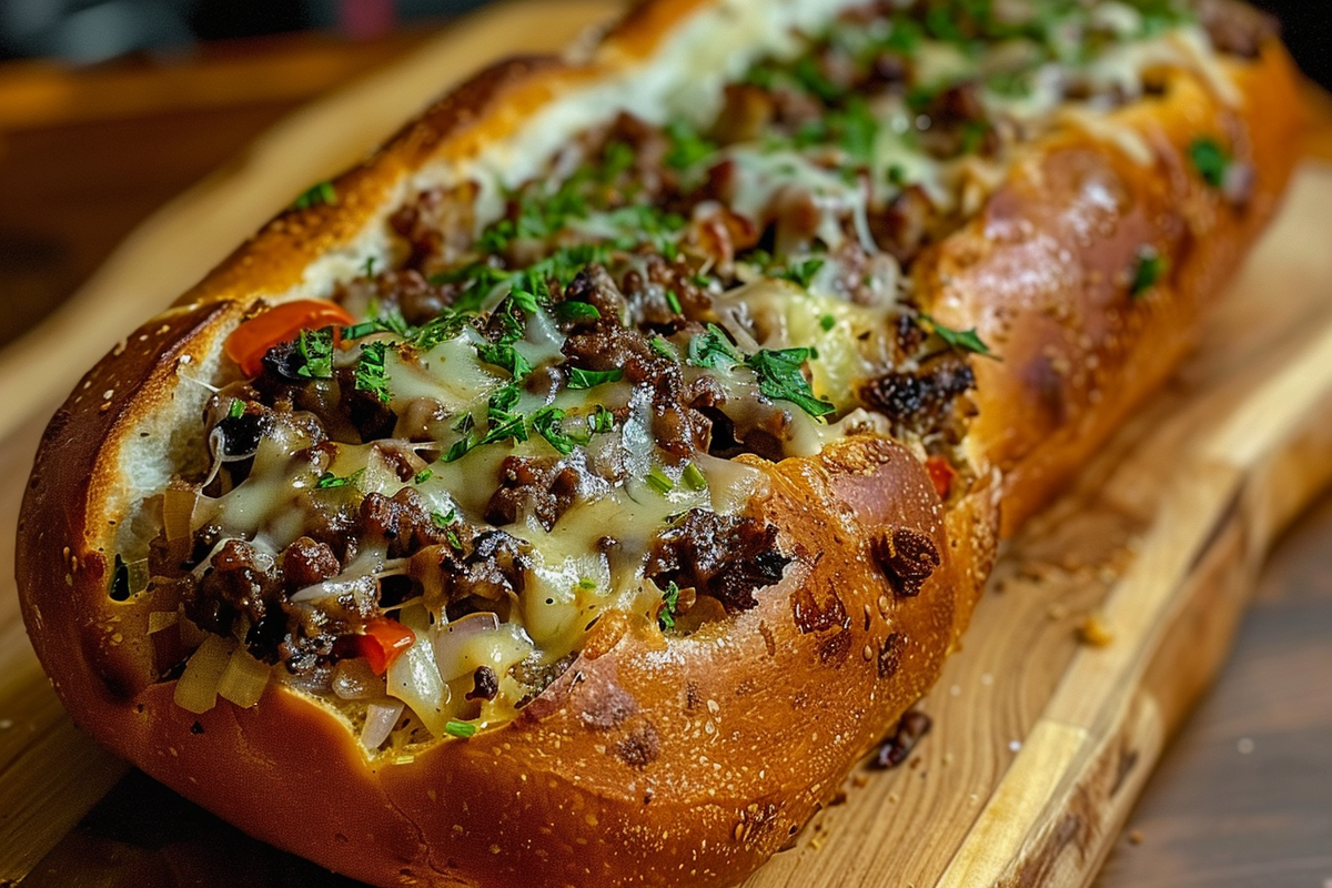 Cheesesteak Stuffed Garlic Bread Loaf