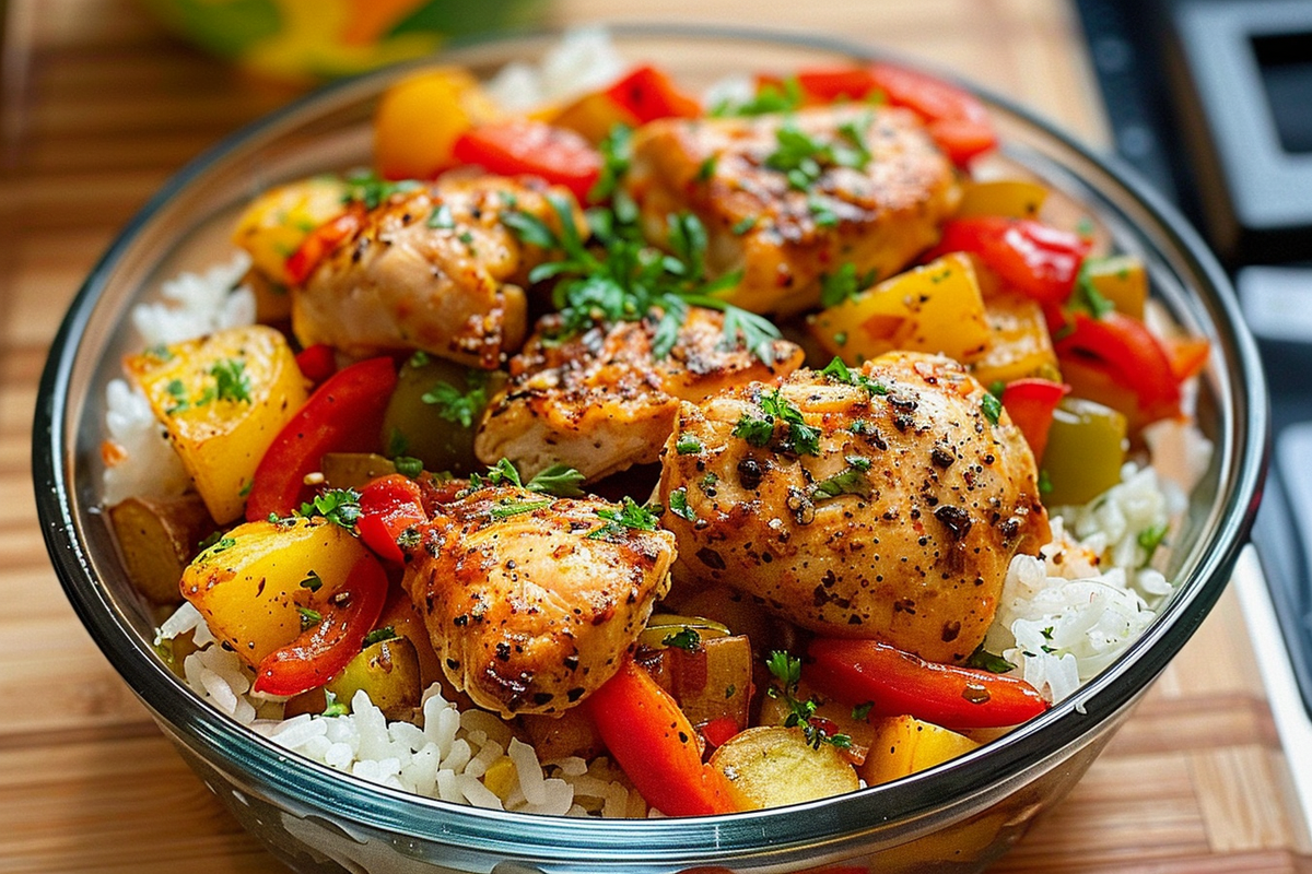 Ultimate Chicken and Pepper Potato Rice Bowl
