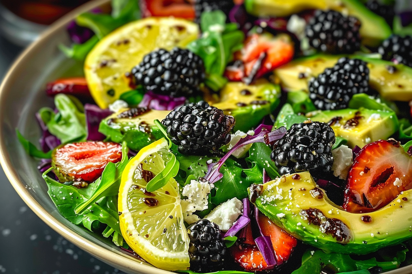 Blackberry & Avocado Salad with Honey Lemon Vinaigrette