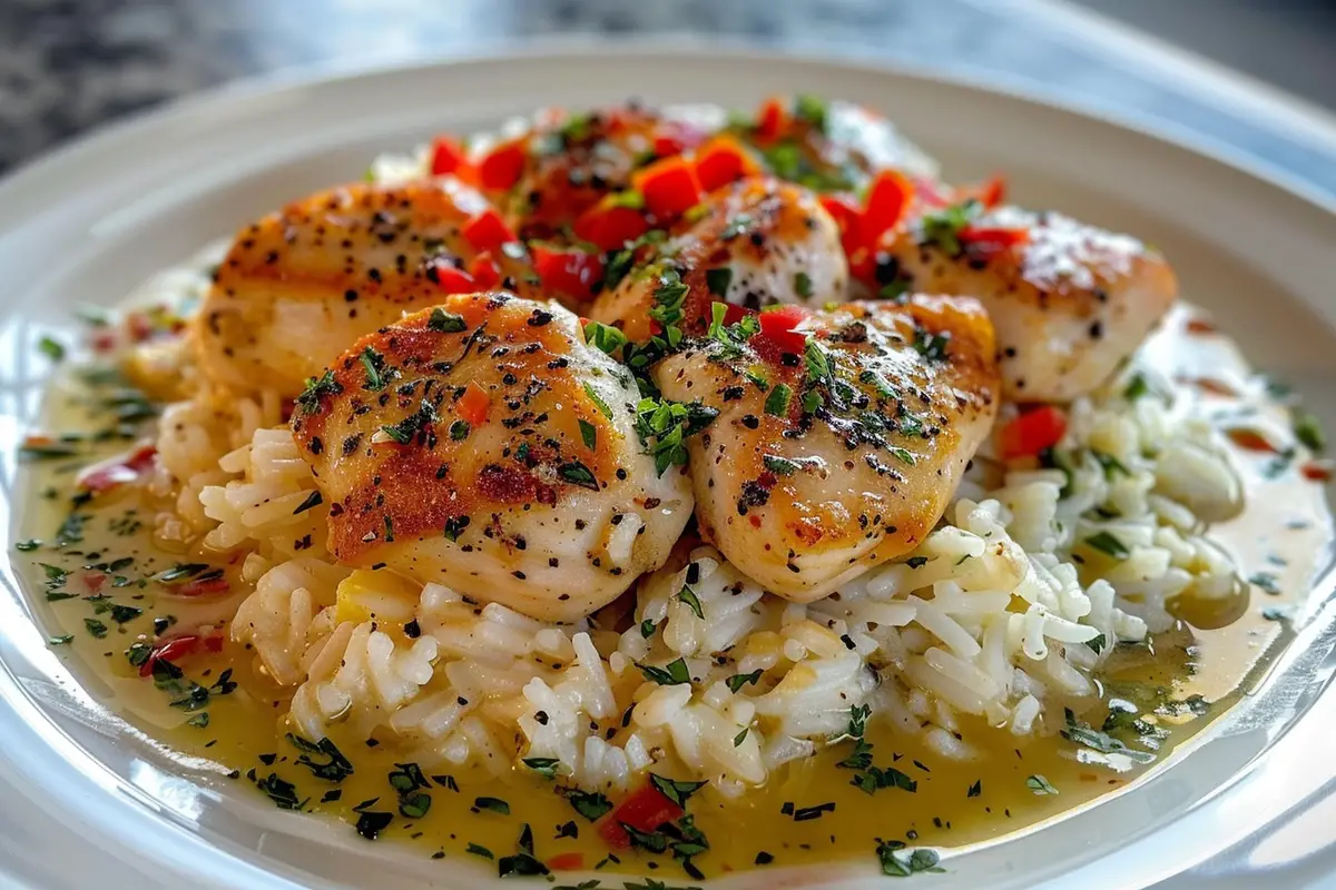 Chicken Scampi with Creamy Garlic Parmesan Rice