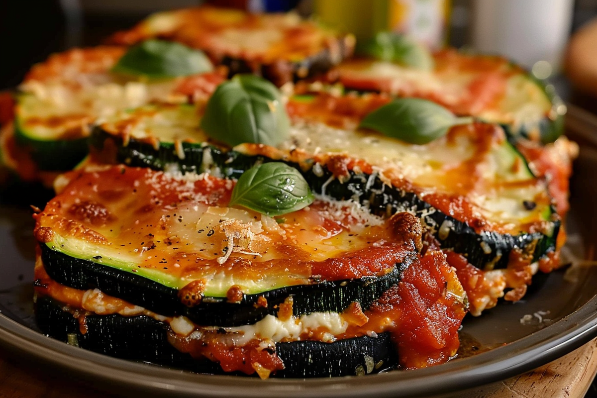 Layered Zucchini Ricotta Melts with Marinara
