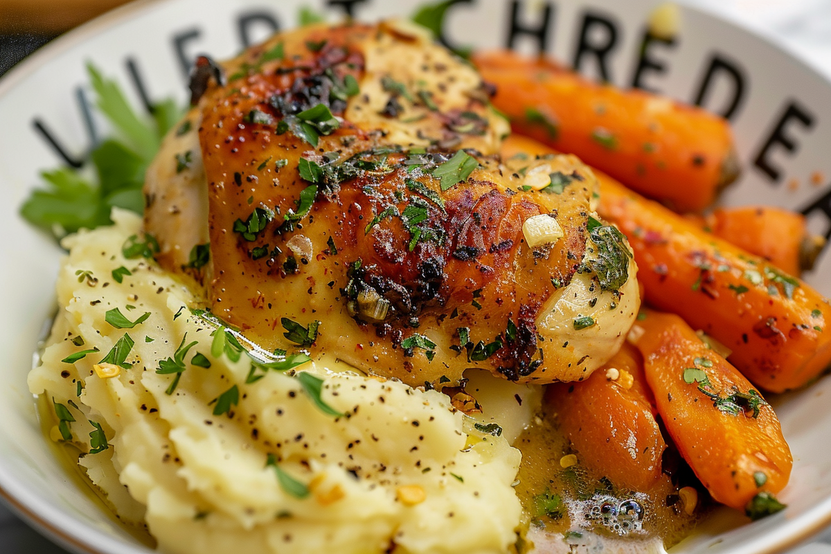 Ultimate Herb Chicken with Garlic Butter Carrots and Creamy Mash
