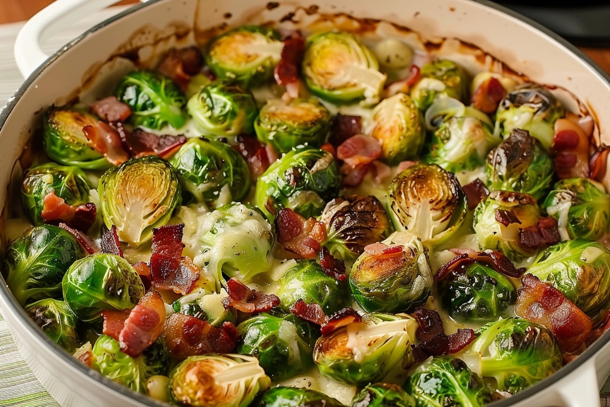 Creamy Brussels Sprouts with Bacon