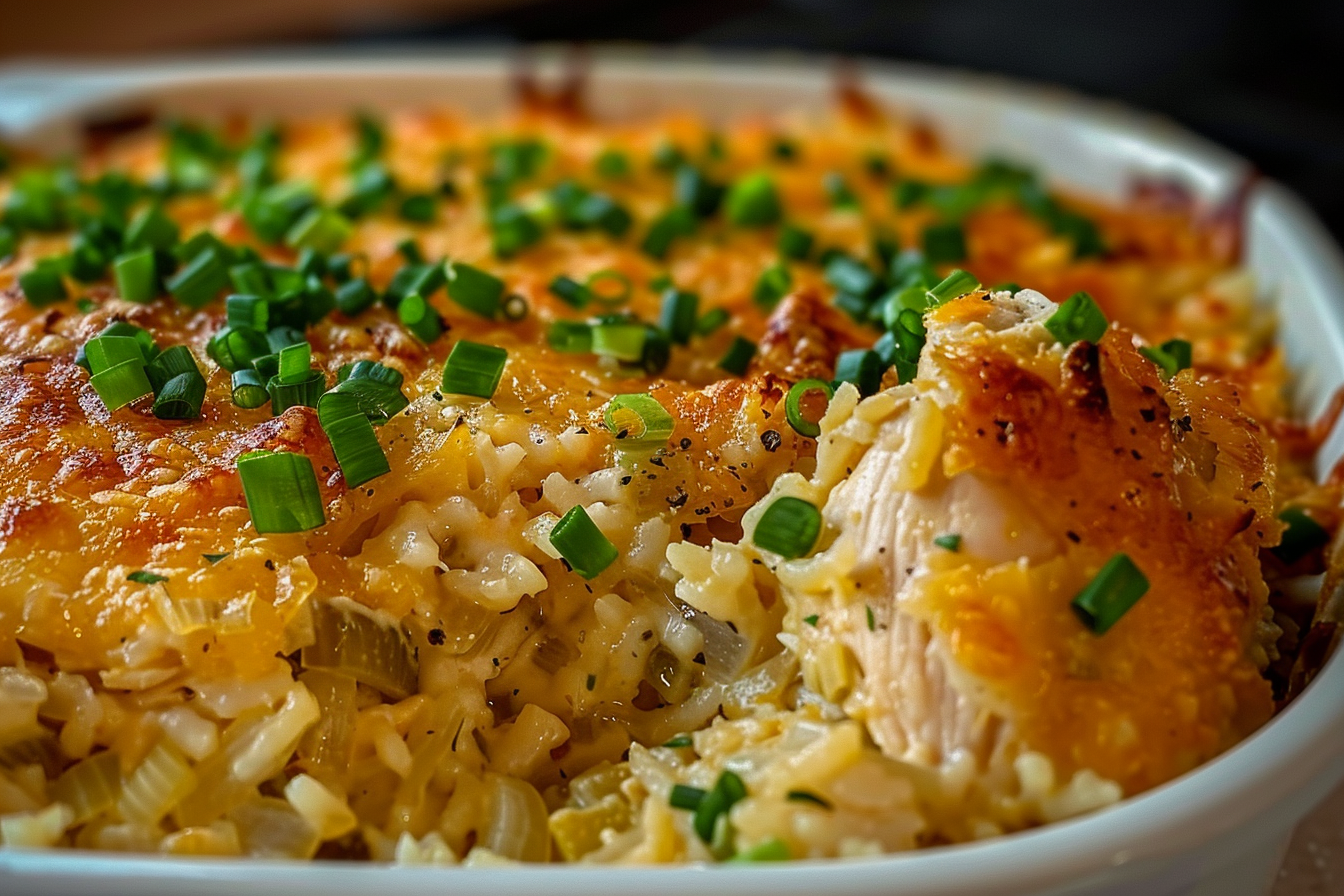 Dill Pickle French Onion Chicken Rice Casserole
