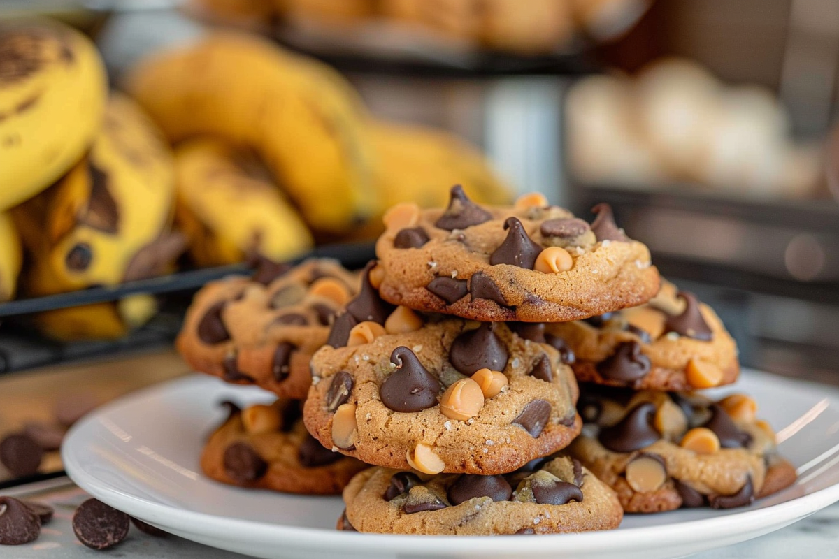 Peanut Butter Banana Chocolate Chip Cookies